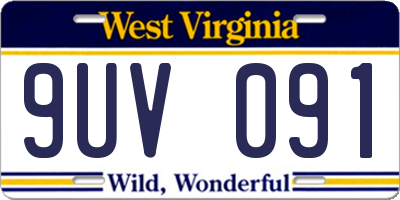 WV license plate 9UV091