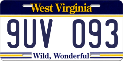 WV license plate 9UV093