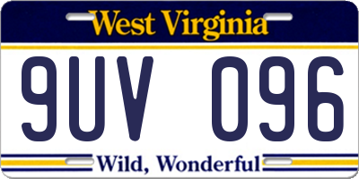 WV license plate 9UV096