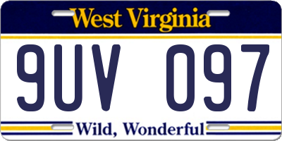 WV license plate 9UV097