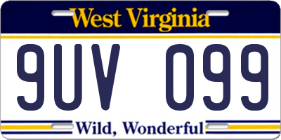 WV license plate 9UV099