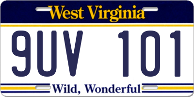 WV license plate 9UV101