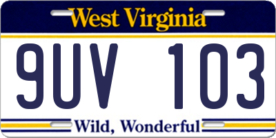 WV license plate 9UV103
