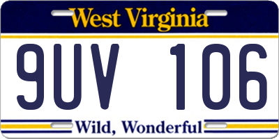 WV license plate 9UV106