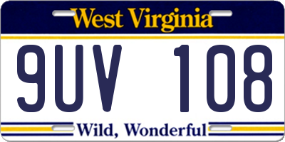 WV license plate 9UV108