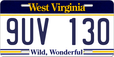 WV license plate 9UV130