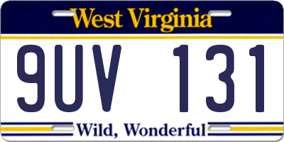 WV license plate 9UV131