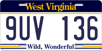 WV license plate 9UV136