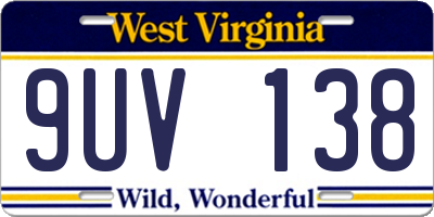 WV license plate 9UV138