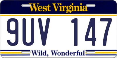WV license plate 9UV147
