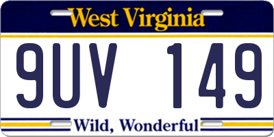 WV license plate 9UV149