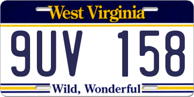 WV license plate 9UV158
