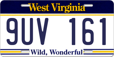 WV license plate 9UV161