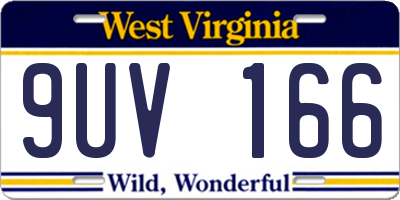 WV license plate 9UV166
