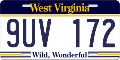 WV license plate 9UV172