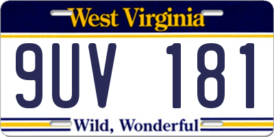 WV license plate 9UV181