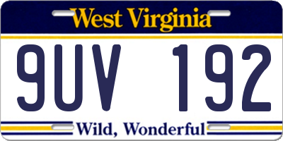WV license plate 9UV192