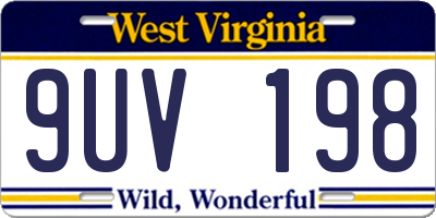 WV license plate 9UV198