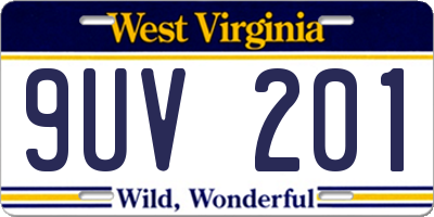 WV license plate 9UV201