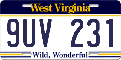 WV license plate 9UV231