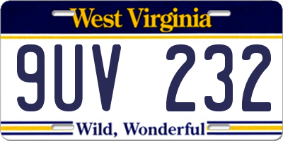 WV license plate 9UV232