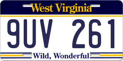 WV license plate 9UV261