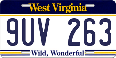 WV license plate 9UV263