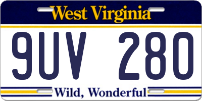WV license plate 9UV280