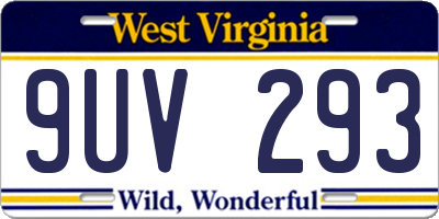 WV license plate 9UV293