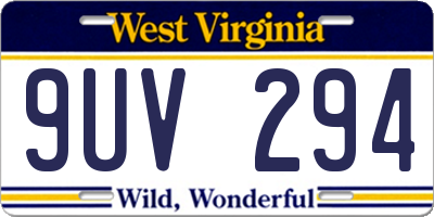 WV license plate 9UV294