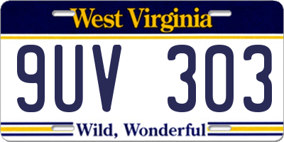 WV license plate 9UV303