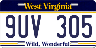 WV license plate 9UV305