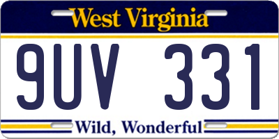 WV license plate 9UV331