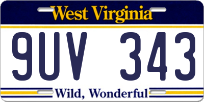 WV license plate 9UV343