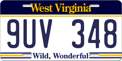 WV license plate 9UV348