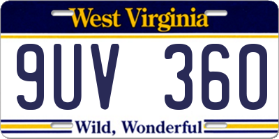 WV license plate 9UV360