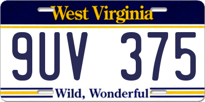 WV license plate 9UV375