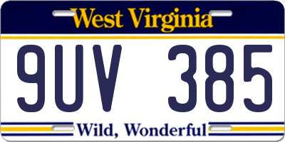 WV license plate 9UV385