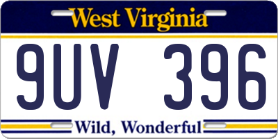 WV license plate 9UV396