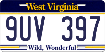 WV license plate 9UV397