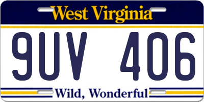 WV license plate 9UV406