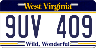WV license plate 9UV409
