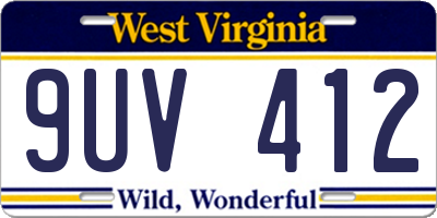 WV license plate 9UV412