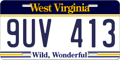 WV license plate 9UV413