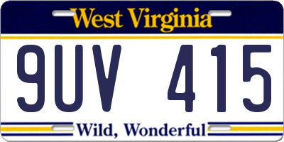 WV license plate 9UV415