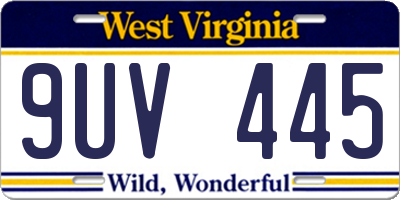 WV license plate 9UV445