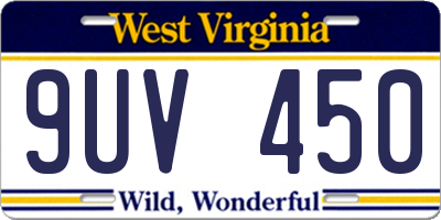 WV license plate 9UV450