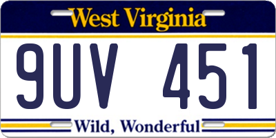 WV license plate 9UV451