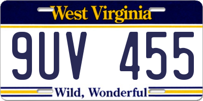 WV license plate 9UV455