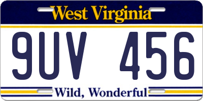 WV license plate 9UV456